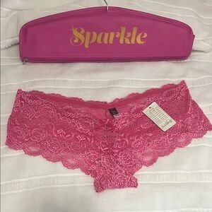 Pink Floral Lace Cheeky Panties